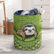 Cute Sloth In Green Basket  Laundry Basket