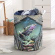 Love Fishing Green And Pink Fish  Laundry Basket