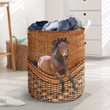 Rattan Texture With Horse Laundry Basket