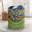 Beautiful Autism Puzzles In Green Basket  Laundry Basket