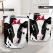 Cute Heifer Face Dairy Cow With Bow Laundry Basket