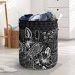 Coat Of Arms Of Fiji Logo With Polynesian Turtle Hibiscus Black Laundry Basket