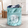 Blue And White Dolphins Laundry Basket