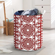 Polynesian Red And White Circle Art Laundry Basket