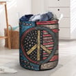 Retro American Flag Peace Sign Laundry Basket