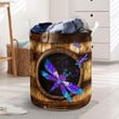 Purple Dragonfly With Wooden Laundry Basket
