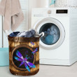 Purple Dragonfly With Wooden Laundry Basket
