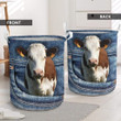 Dairy Cow Jeans Pocket Laundry Basket
