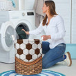Brown And White Soccer Rattan Texture Laundry Basket