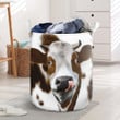 Cute Brown Heifer Face Laundry Basket