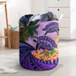 Purple Polynesian Turtle Coconut Tree And Plumeria  Laundry Basket