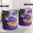 Purple Polynesian Turtle Coconut Tree And Plumeria  Laundry Basket