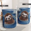 Sloth In The Jean Pocket  Laundry Basket