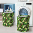 Green Tropical Leaves And Plumeria Hawaii Laundry Basket