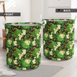 Green Tropical Leaves And Plumeria Hawaii Laundry Basket