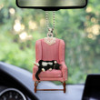 Black Cat Lying On Chair Car Hanging Ornament Cat Lovers Car Mirror Hanging Accessories