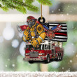 Eagle US Firefighter Ornament Thin Red Line American Flag Ornament Gifts For Firefighter