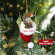 Customized Name Frenchie Sleep In Santa Hat Christmas Ornament Dog Owner Xmas Tree Decorating