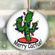 Cactus Christmas Ornament Merry Cactus White Flocked Christmas Tree Decorating Idea