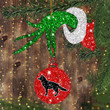 German Shepherd Green Hand With Ball Ornament Santa Hand Xmas Ornament Glitter Christmas Tree