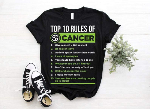 Cancer T-Shirt, Cancer Birth Sign, Top 10 Rules Of Cancer Birthday Shirt, Birthday Gift Unisex T-Shirt