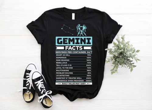 Gemini Unisex T-Shirt, Gemini Astrological Zodiac Sign Facts, Funny Horoscope Astrology V3, Birthday Gift T-Shirt