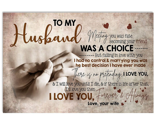 Personalized Husband Canvas, Gift For Husband, To My Husband Meeting You Was Fate Hand In Hand Canvas