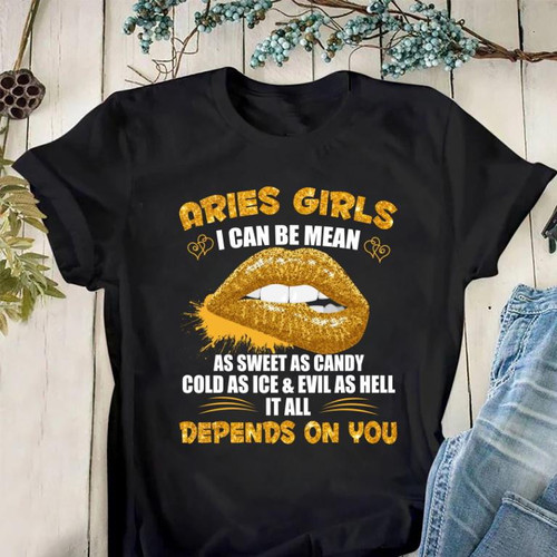 Aries Shirt, Aries Zodiac Sign, Birthday Shirt, Gift For Her, Aries Girl I Can Be Mean Unisex T-Shirt