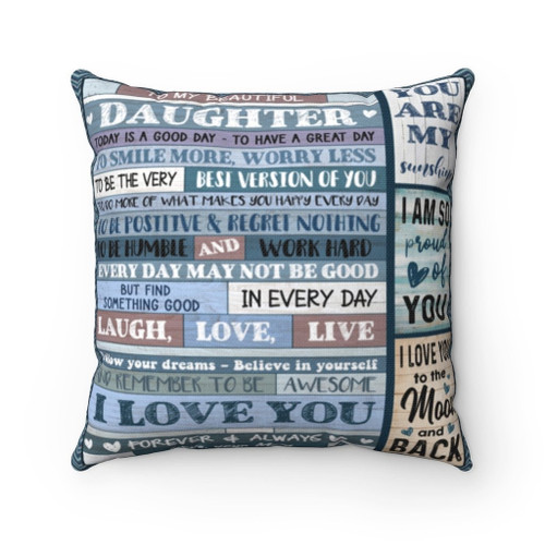 Personalized Pillow To My Beautiful Daughter To Smile More, Worry Less, Gift For Daughter From Mom Pillow
