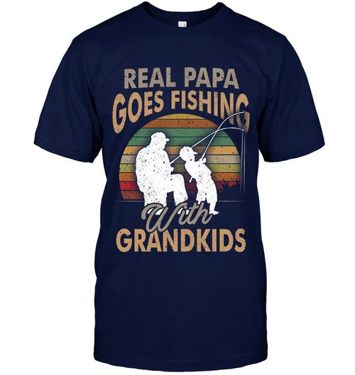 Veteran Shirt, Fishing Shirt, Real Papa Goes Fishing With Grandkids V2, Father's Day Gift For Dad KM1504
