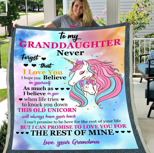 To My Granddaughter Never Forget That I Love You Unicorn Fleece Blanket