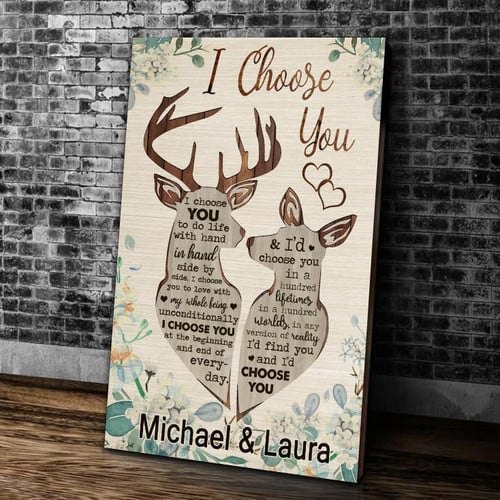 Personalized I Choose You To Do Life With Hand In Hand Matte Canvas