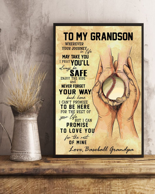 Grandson Canvas To My Grandson Wherever Your Journey In Life May Take You I Pray You Will Always Be Safe Baseball Canvas