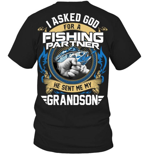 Veteran Shirt, Fishing Partner, He Sent Me My Grandson Father's Day Gift For Dad KM1404