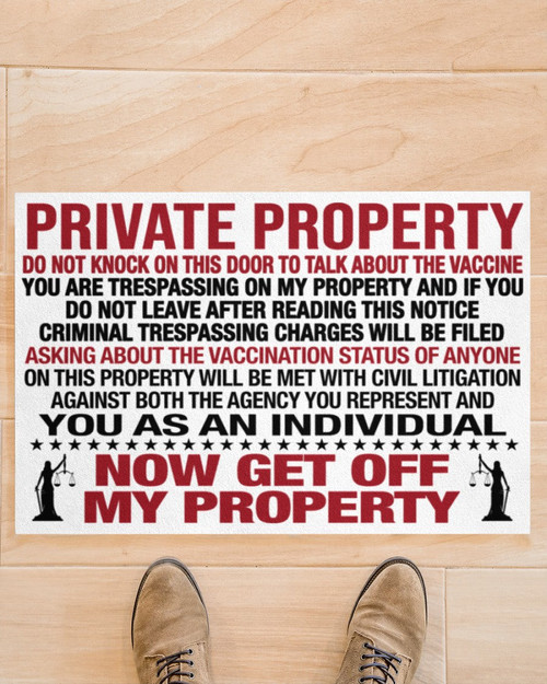 Welcome Rug, Private Property Do Not Knock On This Door To Talk About The Vaccine Doormat, Home Decor