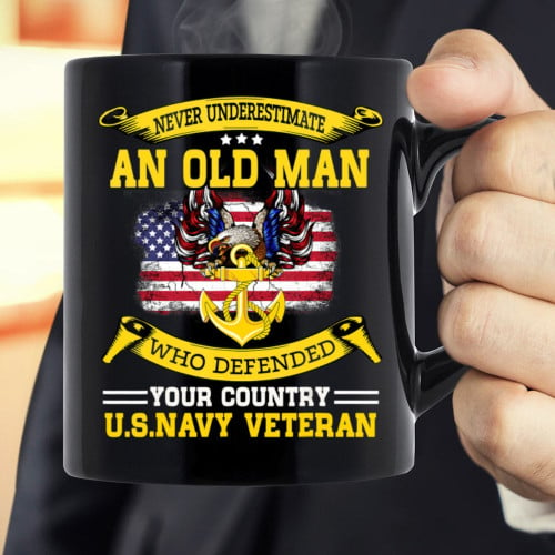 Veteran Mug, Never Underestimate An Old Man U.S. Navy Veteran Mug