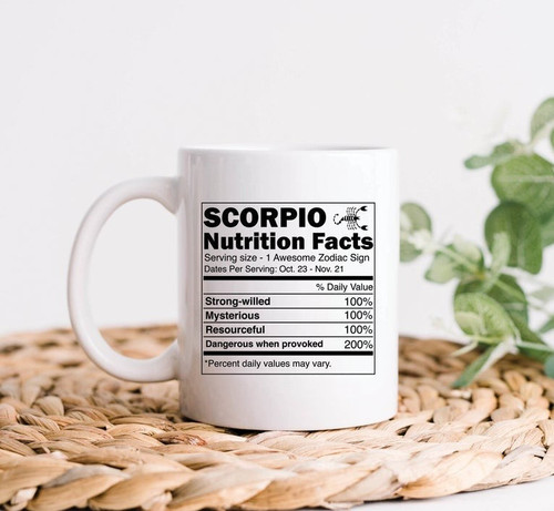 Scorpio Coffee Mug, Scorpio Nutrition Facts, Scorpio Zodiac Sign Mug, Scorpio Astrology Mug, Birthday Gift Ideas