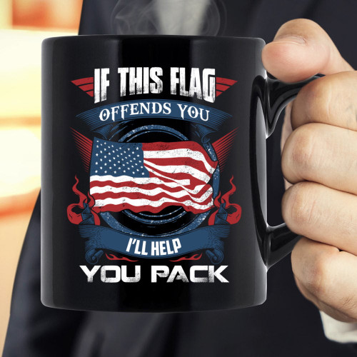 Veteran Mug, Father's Day Gift, If This Flag Offends You I'll Help You Pack American Flag Mug