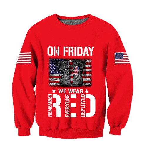 Veteran Sweatshirt, On Friday We Wear Red V2 All Over Printed Sweatshirts