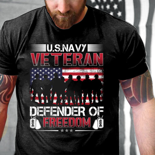 Personalized Veteran Shirt, US Navy Veteran Defender Of Freedom T-Shirt KM1503