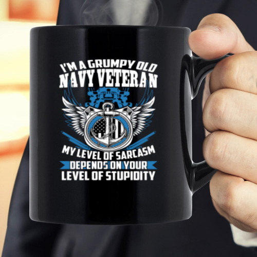Veteran Mug, Navy Mug, I'm A Grumpy Old Navy Veteran, US Flag 11Oz Mug