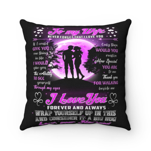 Wife Pillow, Gift For Wife, Valentine's Gift Ideas, To My Wife Never Forget I Love You Purple Moon Pillow
