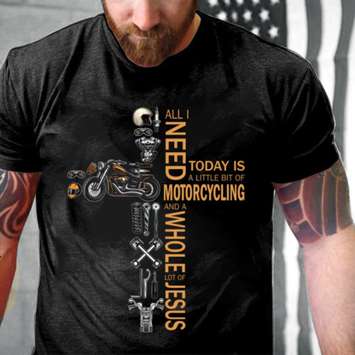 Christian Shirt, A Little Bit Of Motorcycling And A Whole Lot Of Jesus T-Shirt KM0408