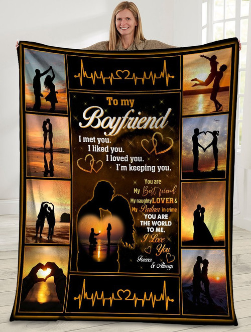To My Boyfriend I Met You I Liked You I Loved You Boyfriend And Girlfriend Sunset Sherpa Blanket