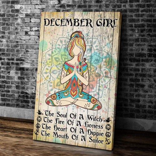 Yoga Canvas, Home Wall Art Decor, Birthday Gifts Idea, December Girl Yoga The Soul Of A Witch Portrait Canvas