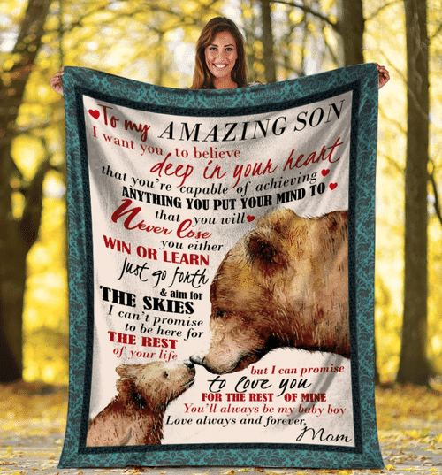 Personalized Blanket To My Amazing Son I Want You To Believe Deep In Your Heart, Gift For Son Fleece Blanket