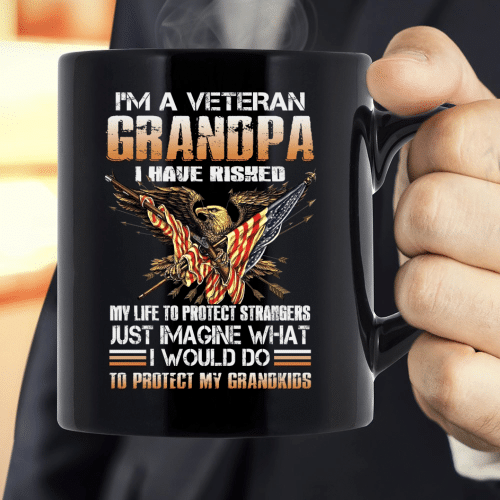 I'm A Grumpy Veteran Grandpa I Would Do To Protect My Grandkids Mug