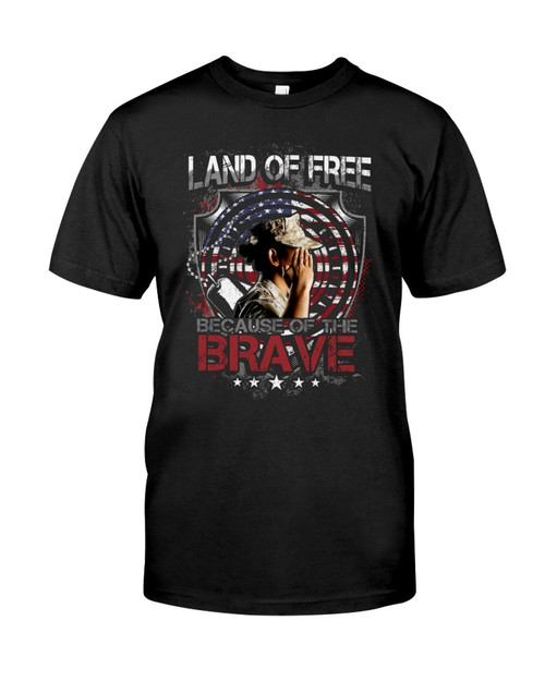 Female Veteran Shirt, Land Of Free Because Of The Brave T-Shirt, Independence Day Gift