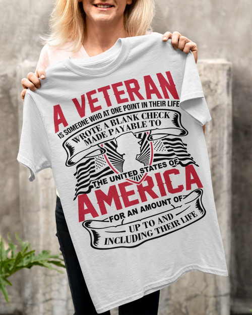 Female Veteran Shirt, Veteran Definition, A Veteran Is Someone Who At One Point In Their Life T-Shirt