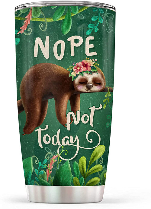 Sloth Gifts for Women - Nope Not Today 20 oz Stainless Steel Insulated Tumbler Cup with Lid - Cute Sloth Mug - Sloth Gifts for Girls on Christmas Valentines Day Birthday